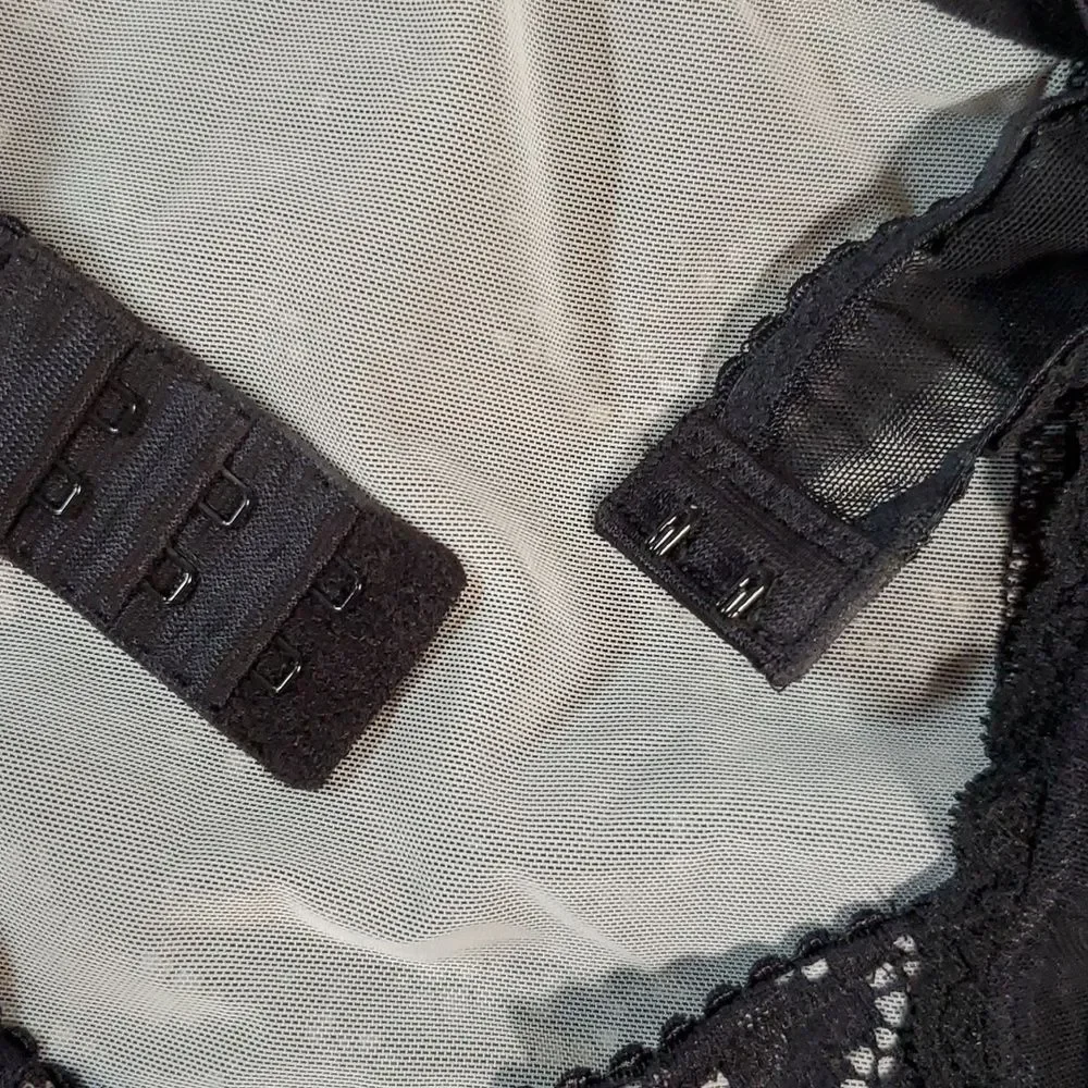 Y2K VINTAGE Victoria's Secret Sheer  Black Beige Slip Dress Keyhole Back 34B‎